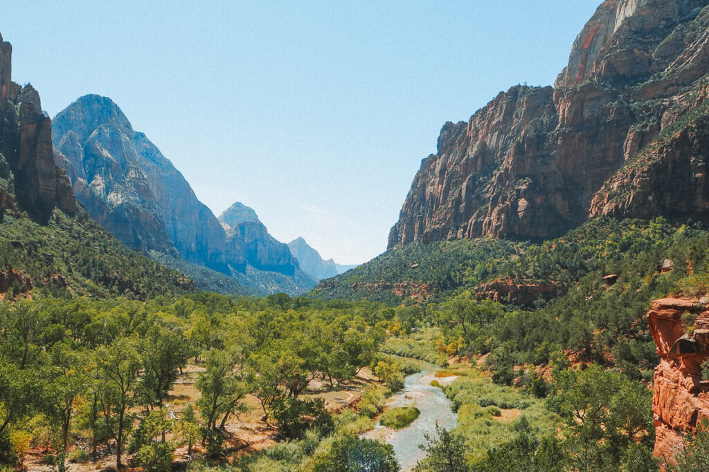 View of Zion Canyon and Virgin Rivier